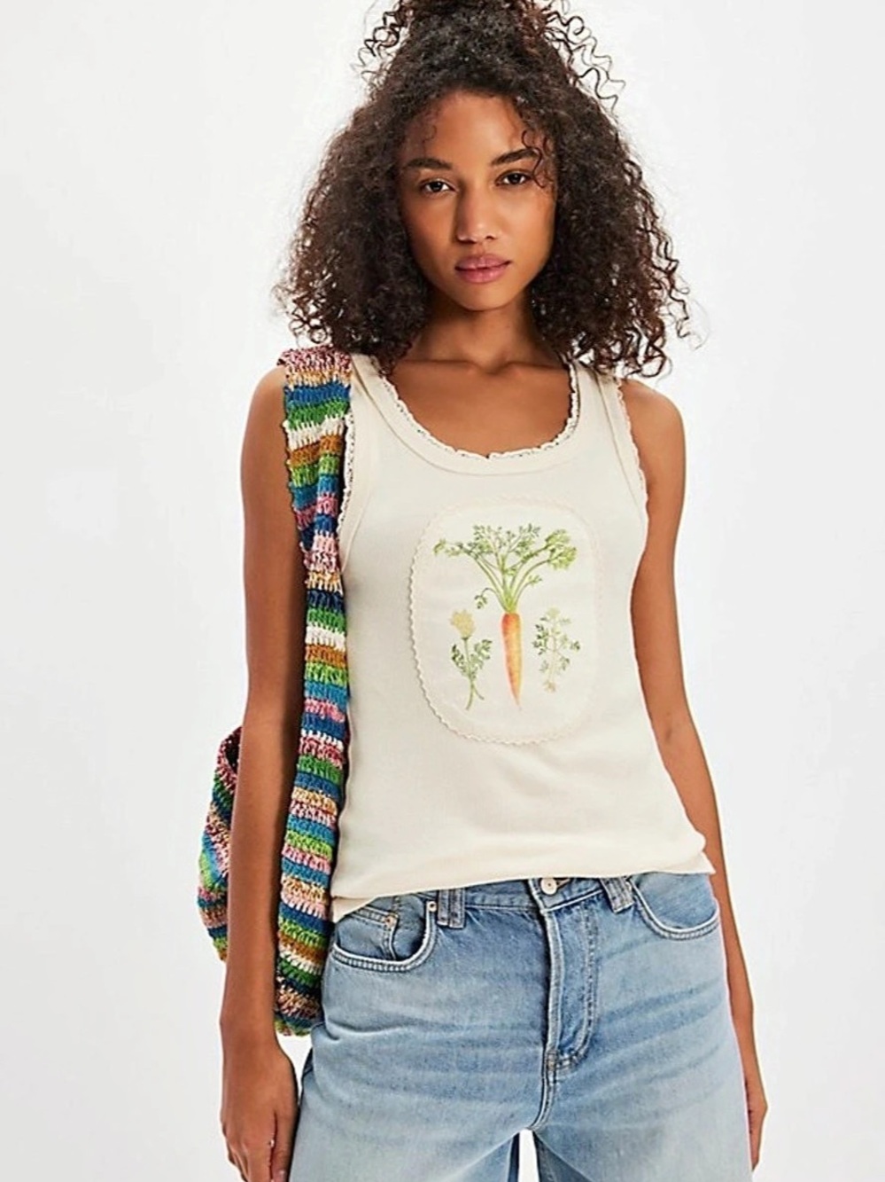 Free People We The Free Garden Tank Floral Cream Size Large
